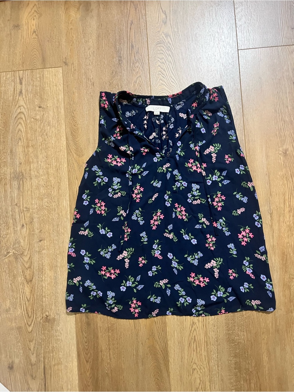 LOFT Navy Floral Spaghetti-Strap Tank